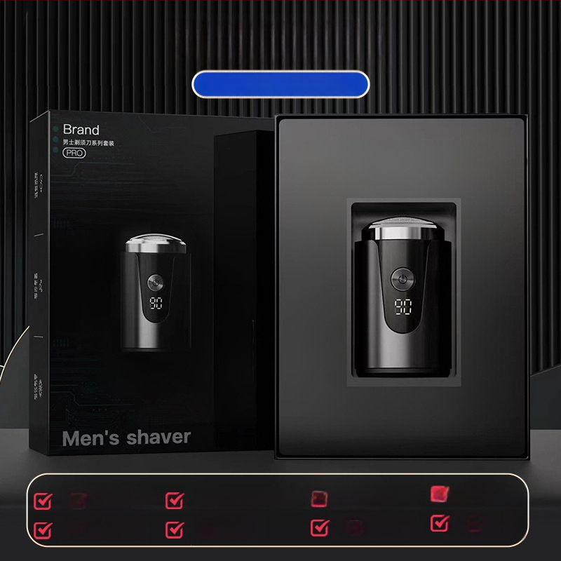 Elektrinis skustuvas su 3 peilių rotacine galvute, bešepetėlinis variklis, įmontuota įkraunama baterija, nuimama ir plaunama galvutė