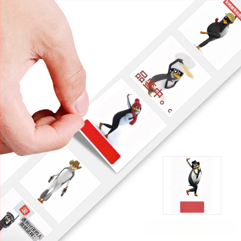 Pingvīnu emotikon uzlīmju komplekts, 500 uzlīmju, 14 loksnes, 50 g, drukāšana