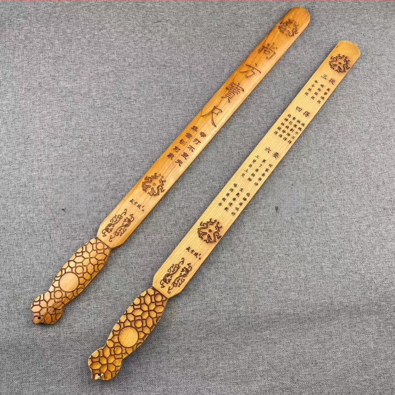 Persiku koka lineāls, roku darbs, ar mērluku, logotipa drukāšana pieejama