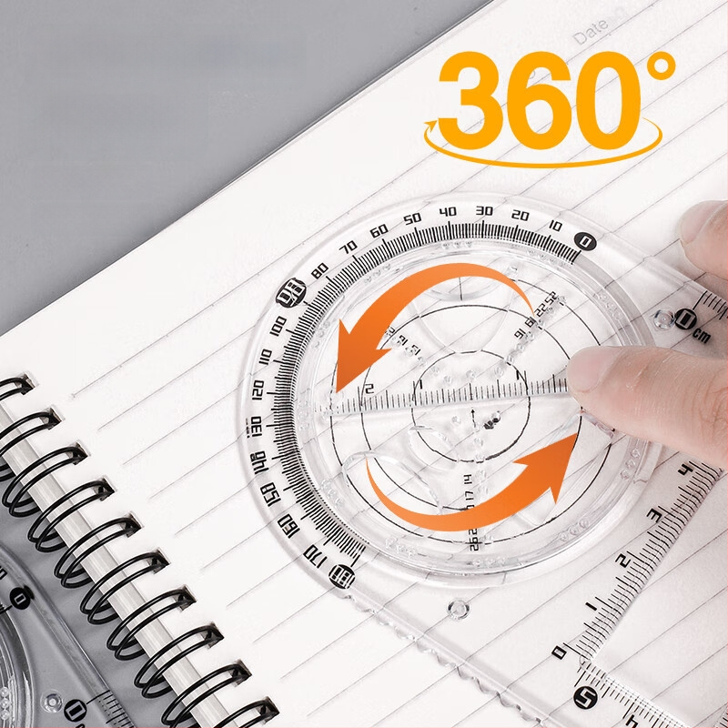 Rotējošs daudzfunkcionālais zīmēšanas komplekts sākumskolas un vidusskolas skolēniem, plastmasa, 100 g