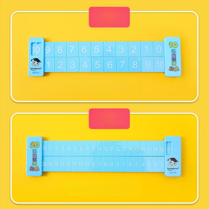 Yiyou plastmasas divpusīgs bērnu matemātikas lineāls skaitļu dalīšanai, pirmajai klasei, saskaitīšana un atņemšana līdz 10 un 20