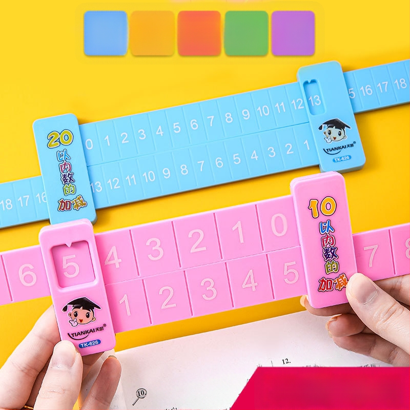 Yiyou plastmasas divpusīgs bērnu matemātikas lineāls skaitļu dalīšanai, pirmajai klasei, saskaitīšana un atņemšana līdz 10 un 20