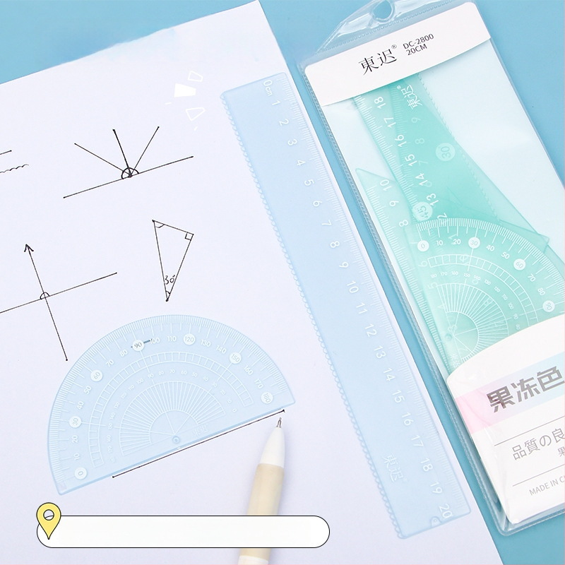 Plastmasas zīmēšanas komplekts ar lineālu, trijstūri un leņķmēru – Fire Waugh modeļa 2800, 53 g