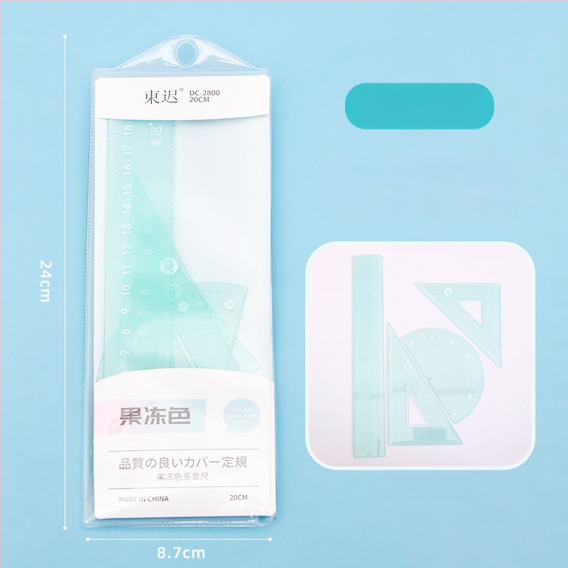 Plastmasas zīmēšanas komplekts ar lineālu, trijstūri un leņķmēru – Fire Waugh modeļa 2800, 53 g