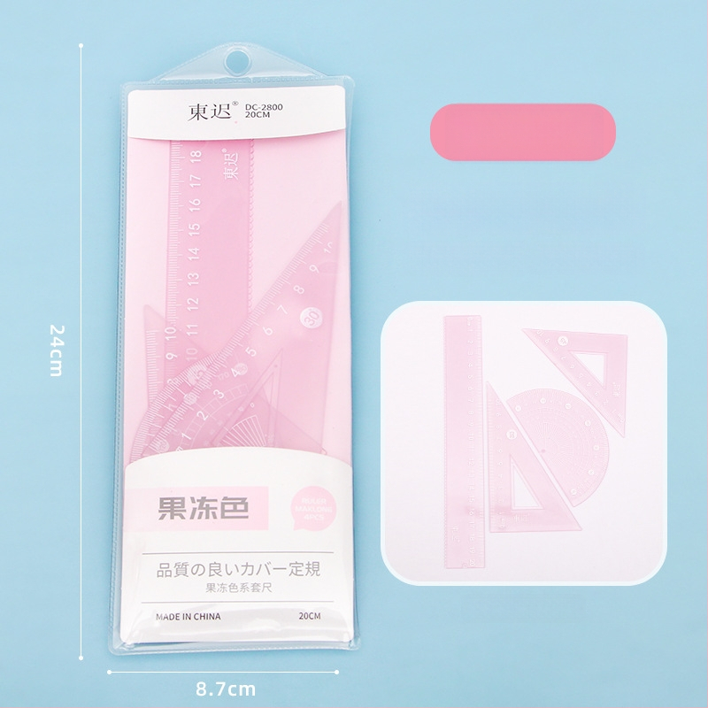 Plastmasas zīmēšanas komplekts ar lineālu, trijstūri un leņķmēru – Fire Waugh modeļa 2800, 53 g