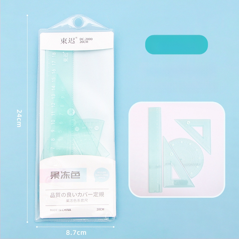 Plastmasas zīmēšanas komplekts ar lineālu, trijstūri un leņķmēru – Fire Waugh modeļa 2800, 53 g