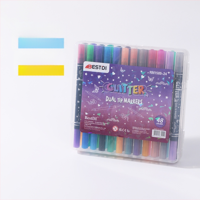 Divpusējs fluorescējošs marķieris ar mīkstu biezu galu – RM-1589, Tinte: citas nokrāsas