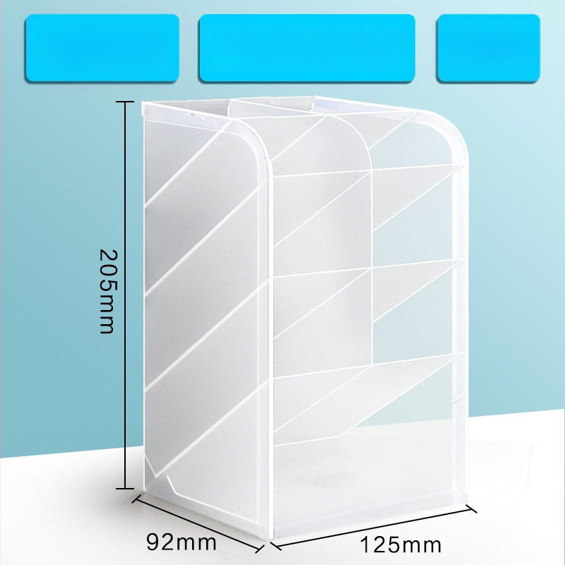 Plastmasas kvadrāts pildspalvu turētājs darbam, slīps ievades dizains, caurspīdīgs, daudzfunkcionāls organizētājs