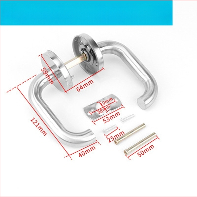 Ugniages durų rankena iš nerūdijančio plieno su apvaliu vamzdžio profiliu – CB-SIA, rankena su spyna ugniams durims ir evakuacijai, šiuolaikiškas minimalistinis stilius
