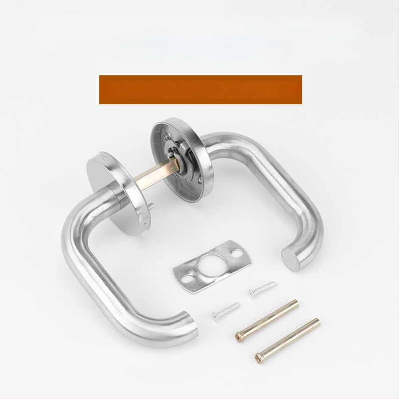 Ugniages durų rankena iš nerūdijančio plieno su apvaliu vamzdžio profiliu – CB-SIA, rankena su spyna ugniams durims ir evakuacijai, šiuolaikiškas minimalistinis stilius