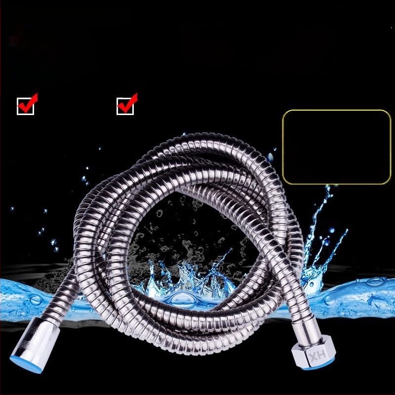 Nerūdijančio plieno dušo žarna su spyruokliniu korpusu, vario šerdimi, 4 taškų dušo vamzdis, tiesioginė instaliacija