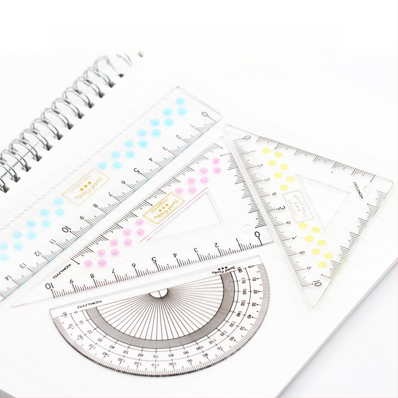 Kokuyo CLCA plastmassist joonlaudade komplekt koos läbipaistva nurgamõõtjaga ja kolmnurkjoonlaudiga, kaal 0,095 kg