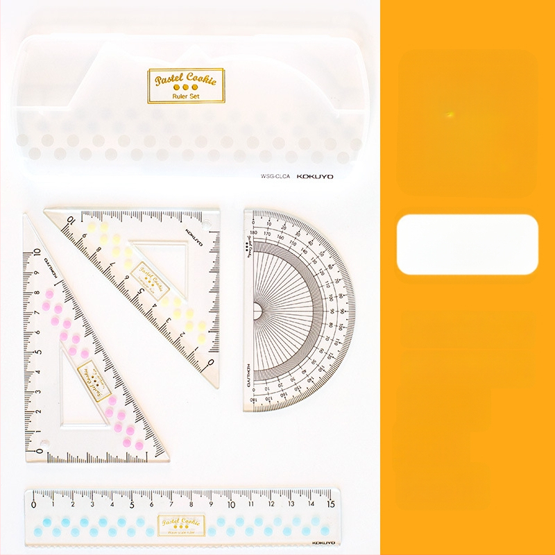 Kokuyo CLCA plastmassist joonlaudade komplekt koos läbipaistva nurgamõõtjaga ja kolmnurkjoonlaudiga, kaal 0,095 kg