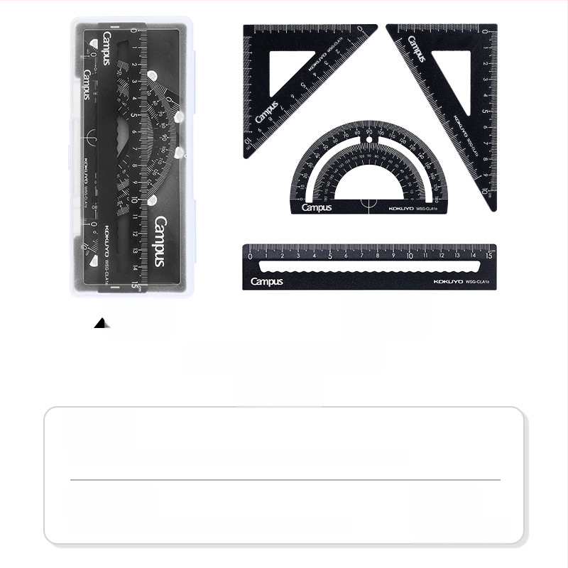Kokuyo CLCA plastmassist joonlaudade komplekt koos läbipaistva nurgamõõtjaga ja kolmnurkjoonlaudiga, kaal 0,095 kg