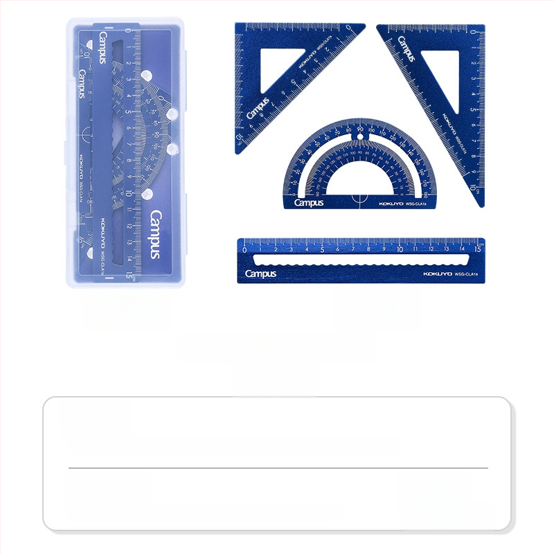 Kokuyo CLCA plastmassist joonlaudade komplekt koos läbipaistva nurgamõõtjaga ja kolmnurkjoonlaudiga, kaal 0,095 kg