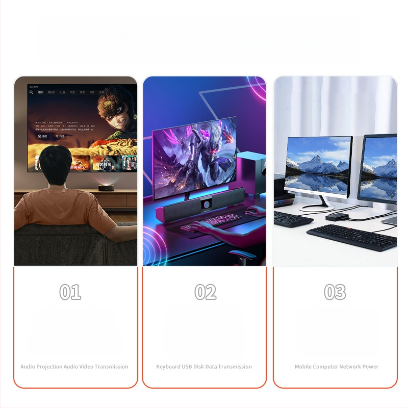 USB-C duomenų ir greito įkrovimo kabelis, PVC, 60W, 1–2 m, HDMI, Mini USB, Micro USB, Type-C