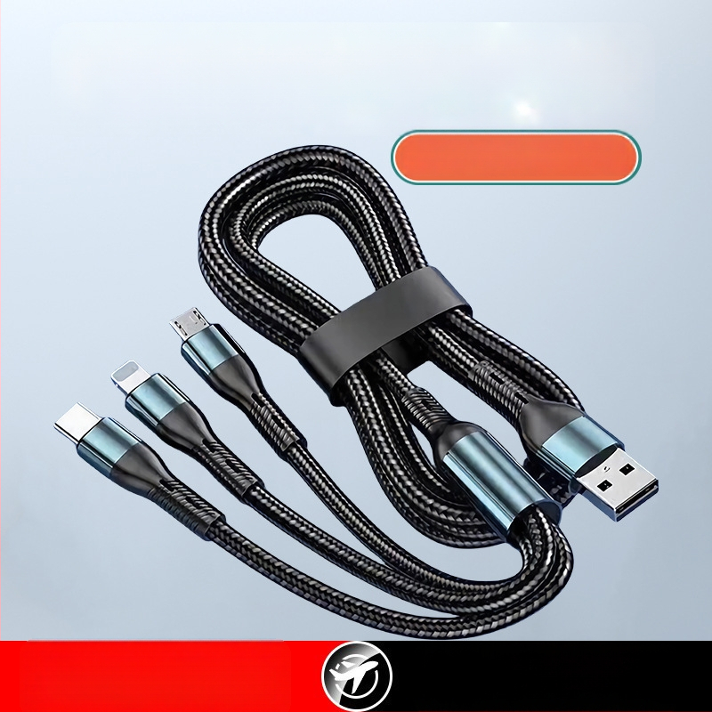 Trys viename pintas kabelis su vienu į tris jungtis, Micro USB, ilgis 0,5–1 m, greitas įkrovimas, suderinamas su Apple, Huawei ir Android telefonais