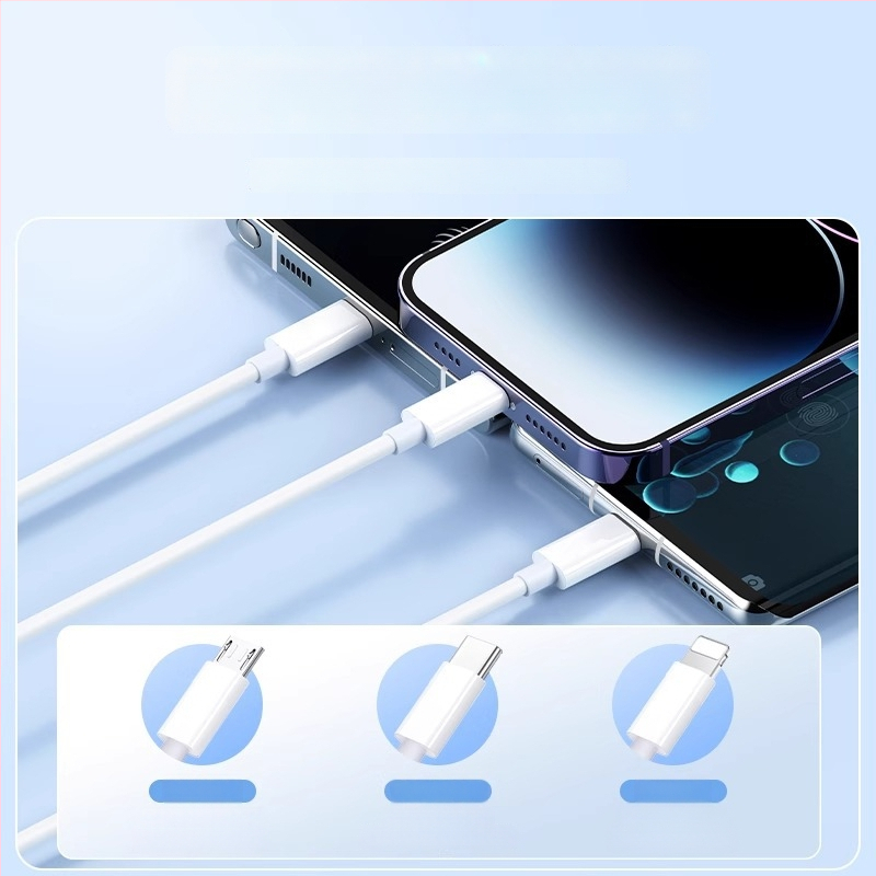 3-in-1 USB-C duomenų kabelis su 100W greitu įkrovimu (Lightning, Micro USB, USB-C) - TPE laidas