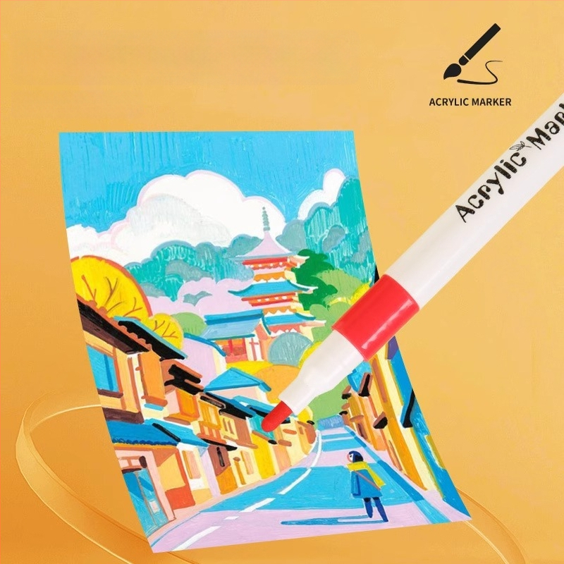 Akrüülmarker pliiats algkooli joonistamiseks, virnastatava disainiga, ei imbuta läbi paberit, Qiwang bränd