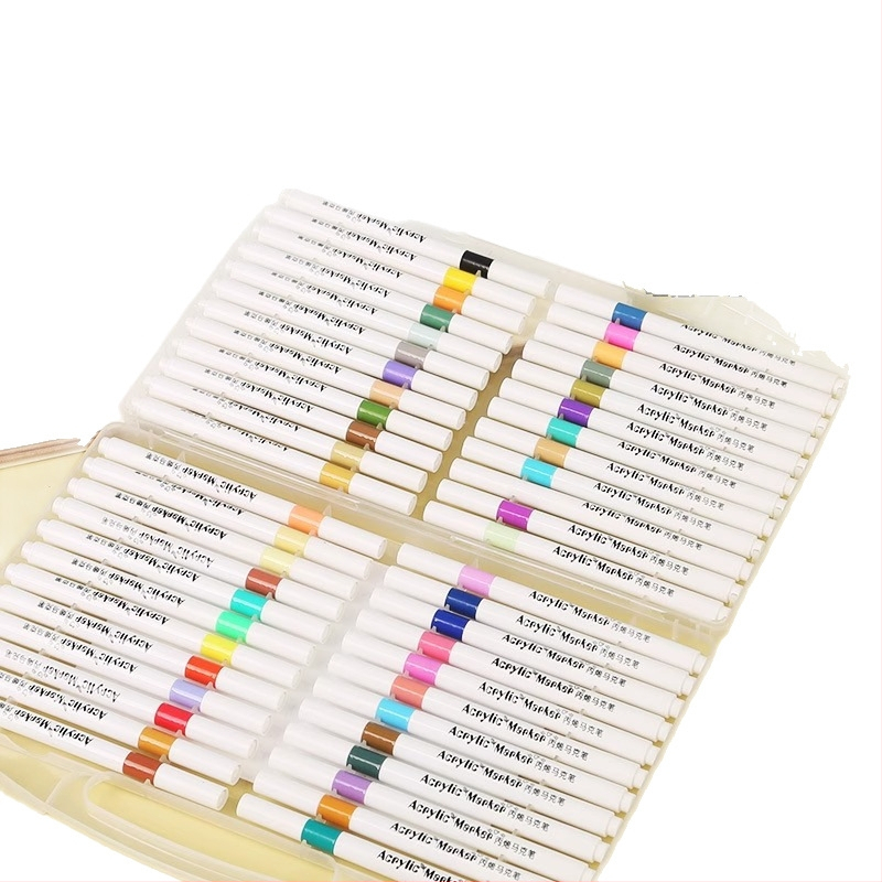 Akrüülmarker pliiats algkooli joonistamiseks, virnastatava disainiga, ei imbuta läbi paberit, Qiwang bränd