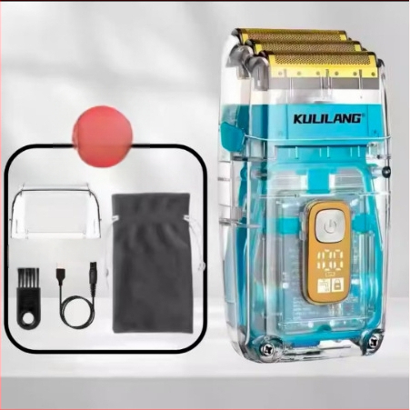 Elektrinis skutimosi įrenginys plikai galvai, trilapė tinklinė skustuvas, įmontuota baterija 2000–4000 mAh, šepetinis variklis, atsparus vandeniui