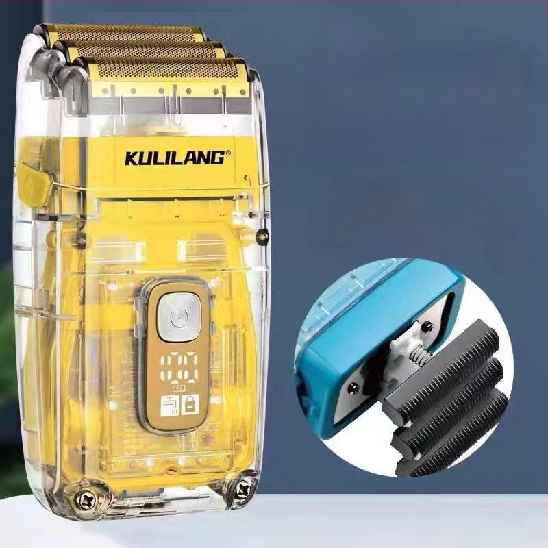 Elektrinis skutimosi įrenginys plikai galvai, trilapė tinklinė skustuvas, įmontuota baterija 2000–4000 mAh, šepetinis variklis, atsparus vandeniui