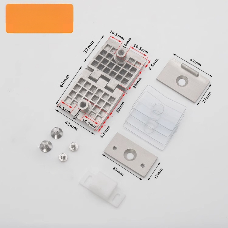 Stiklo durelių vyriukai vitrininėms spintelėms, cinko lydinys, šlifuotas ir blizgus paviršius, modernus minimalistinis stilius, vienpusiška ir dvipusė montavimas