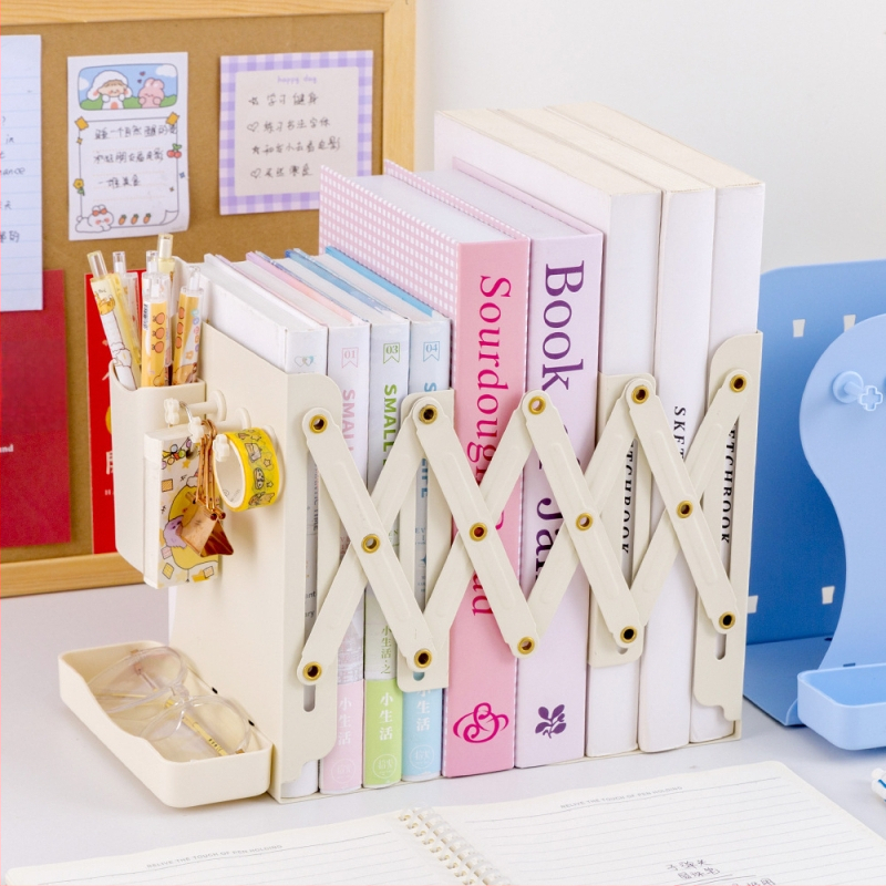 Taastatav metallist raamatuhoidja lauale koos lauaorganisaatori ja pliiatsikotiga, mudel 8866