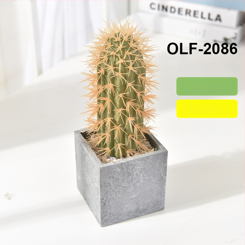 Retro dirbtinis kaktusas bonsai betono vazonėlyje biurui • Prekės ženklas Olif • Medžiaga PU • Amatas: Kita • Tipas: Kaktusas