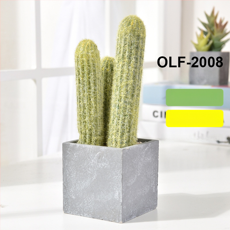 Retro dirbtinis kaktusas bonsai betono vazonėlyje biurui • Prekės ženklas Olif • Medžiaga PU • Amatas: Kita • Tipas: Kaktusas