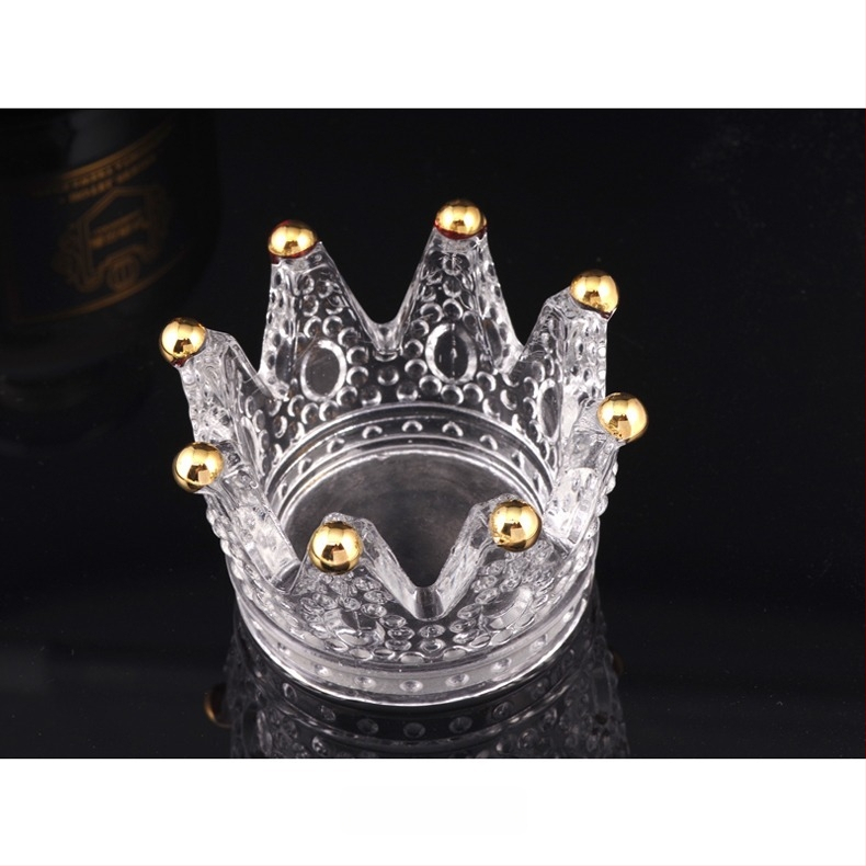 Stiklinis nagų dailės įrankių laikiklis su senovine karūnos reljefu, japonų stiliaus, krištolo puodelis ir plovimo funkcija (grynoji masė 150 g)