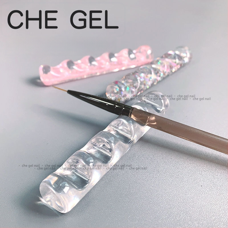 Japonų stiliaus nagų dailės laikiklis iš storojo mišinio, storesnis ir platesnis dizainas, 5 skyriai kristalų juostoms laikyti; Prekės ženklas: che gel; Neto turinys: 0.5; Licencijuota privata etikete: Taip