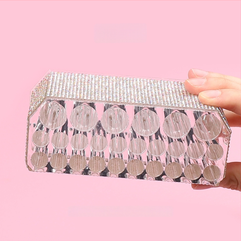 Akrilinė makiažo pieštukų laikiklis su 26 skylėmis, skaidrus, su didelėmis skylėmis antakių ir akių pieštukams, laikymo ir demonstravimo stendas