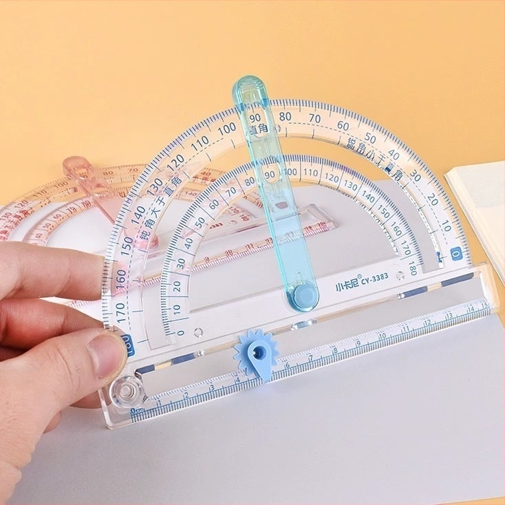 Neli ühes: mitmekülgne nurga mõõtmise tööriist koos transportöriga, joonestus kompas ja täpne mõõtmisriist, plastikust