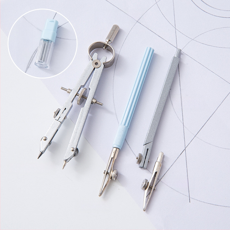 Mokiniams skirtas piešimo kompasų rinkinys, metalinis devynių dalių rinkinys, Duckbill rašiklis dizainui ir egzaminams