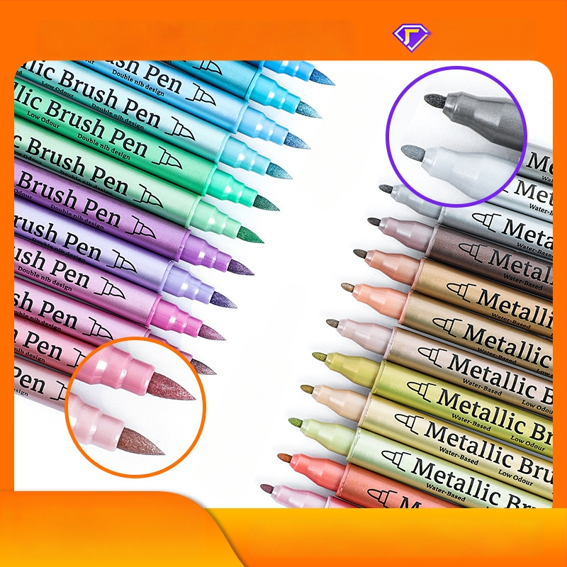 Topeltpeaga marker metallilise akrüül-inkeriga, graffiti sädelusega – veekindel ja pleekimata