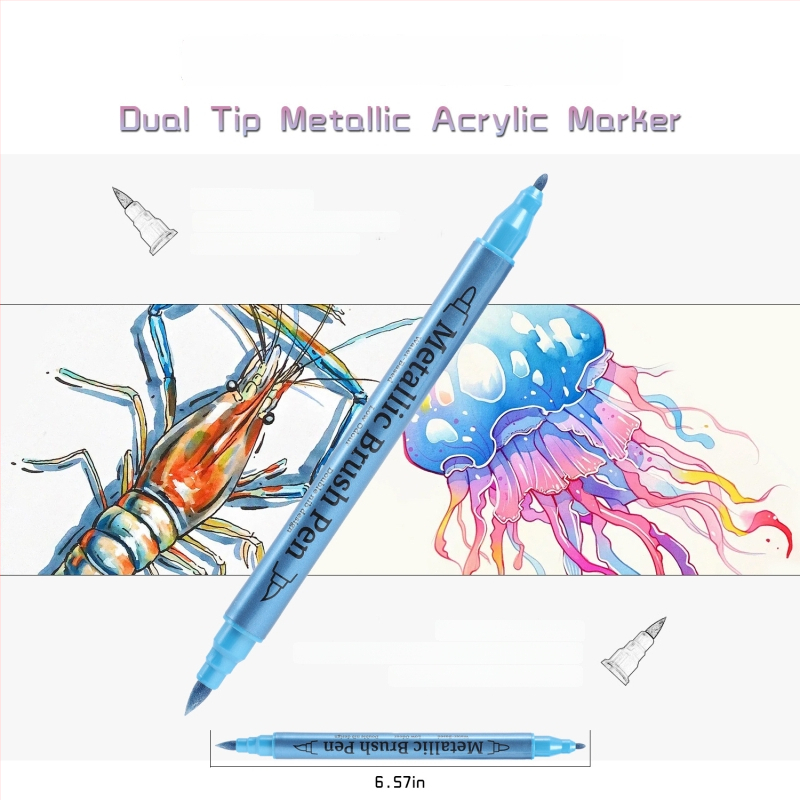 Topeltpeaga marker metallilise akrüül-inkeriga, graffiti sädelusega – veekindel ja pleekimata