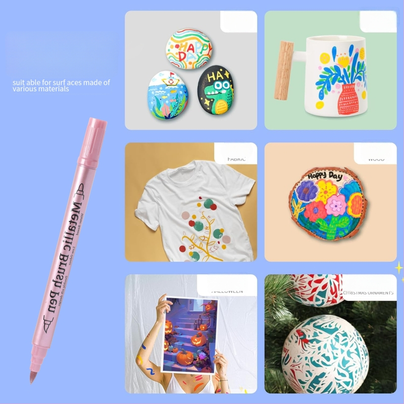 Topeltpeaga marker metallilise akrüül-inkeriga, graffiti sädelusega – veekindel ja pleekimata