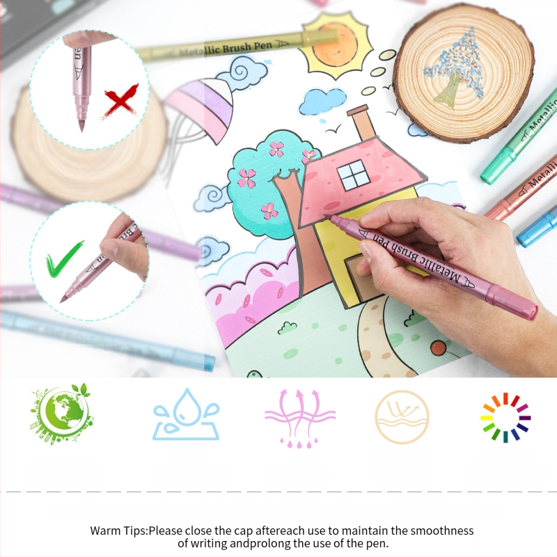 Topeltpeaga marker metallilise akrüül-inkeriga, graffiti sädelusega – veekindel ja pleekimata