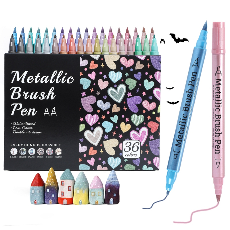 Topeltpeaga marker metallilise akrüül-inkeriga, graffiti sädelusega – veekindel ja pleekimata