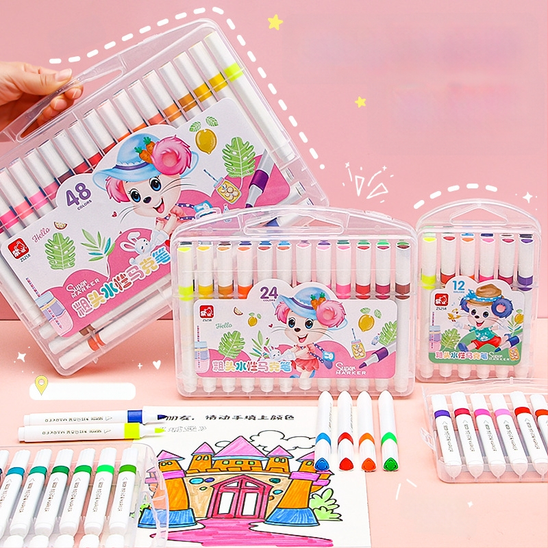 Vesepõhised markerid suure mahutavusega ja pehme otsaga lasteaia kunstile — Firewo