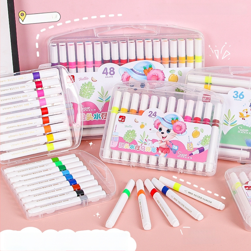 Vesepõhised markerid suure mahutavusega ja pehme otsaga lasteaia kunstile — Firewo