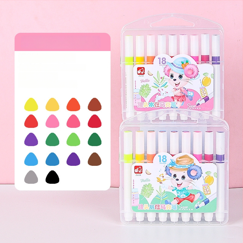 Vesepõhised markerid suure mahutavusega ja pehme otsaga lasteaia kunstile — Firewo