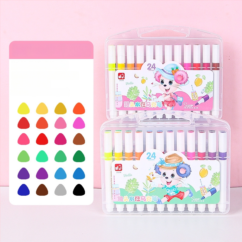 Vesepõhised markerid suure mahutavusega ja pehme otsaga lasteaia kunstile — Firewo