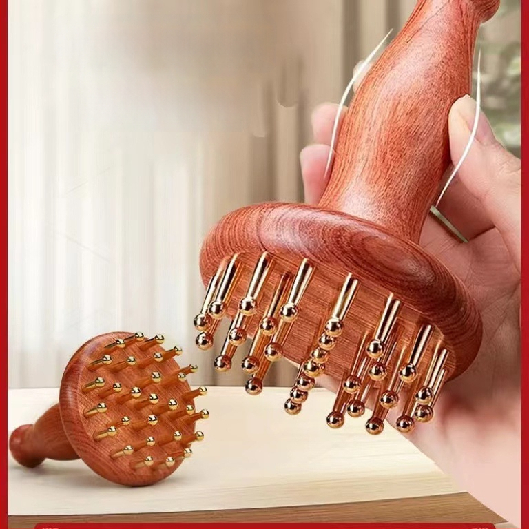 Meridiaani massaažiharja puidust käepidemega – Braziliast roosipuust, kogu keha massaaž, kõhule ja sääredele, üldiseks kasutamiseks