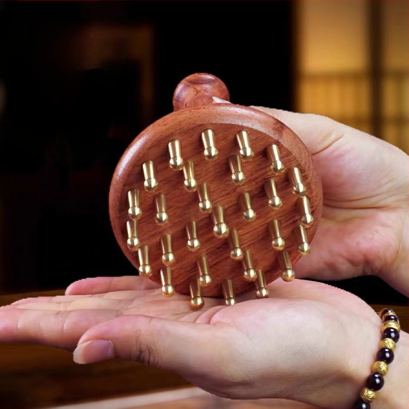 Meridiaani massaažiharja puidust käepidemega – Braziliast roosipuust, kogu keha massaaž, kõhule ja sääredele, üldiseks kasutamiseks