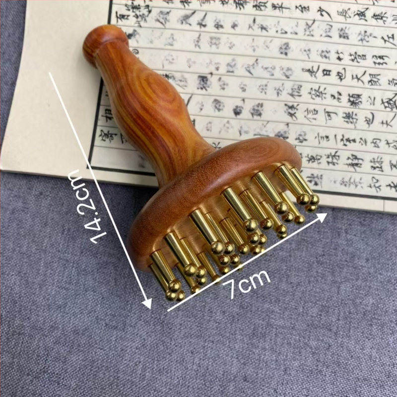 Meridiaani massaažiharja puidust käepidemega – Braziliast roosipuust, kogu keha massaaž, kõhule ja sääredele, üldiseks kasutamiseks