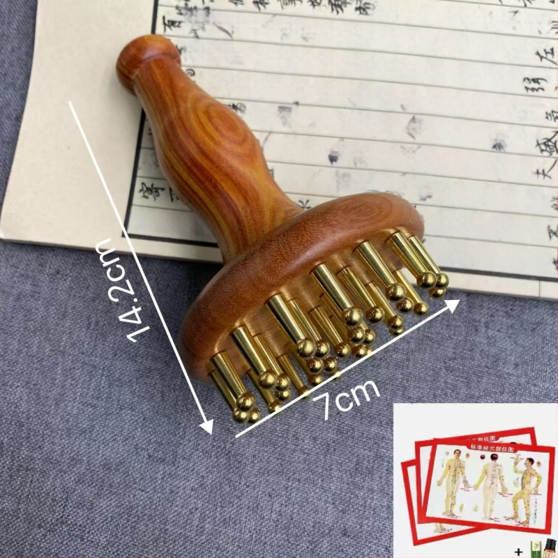 Meridiaani massaažiharja puidust käepidemega – Braziliast roosipuust, kogu keha massaaž, kõhule ja sääredele, üldiseks kasutamiseks