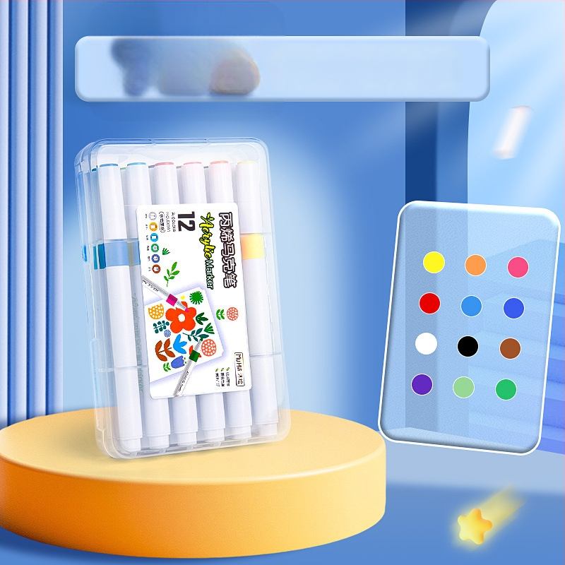 Dehong Akrüülmarkerid Õpilastele, Läbipaistmatud ja Segavad, Veepõhised