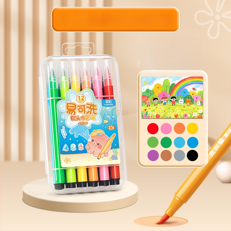 True Color akrüülmarker — pehme ots, akvarellistiil, korduvkasutatav pliiats lastele ja kooliprojektide jaoks